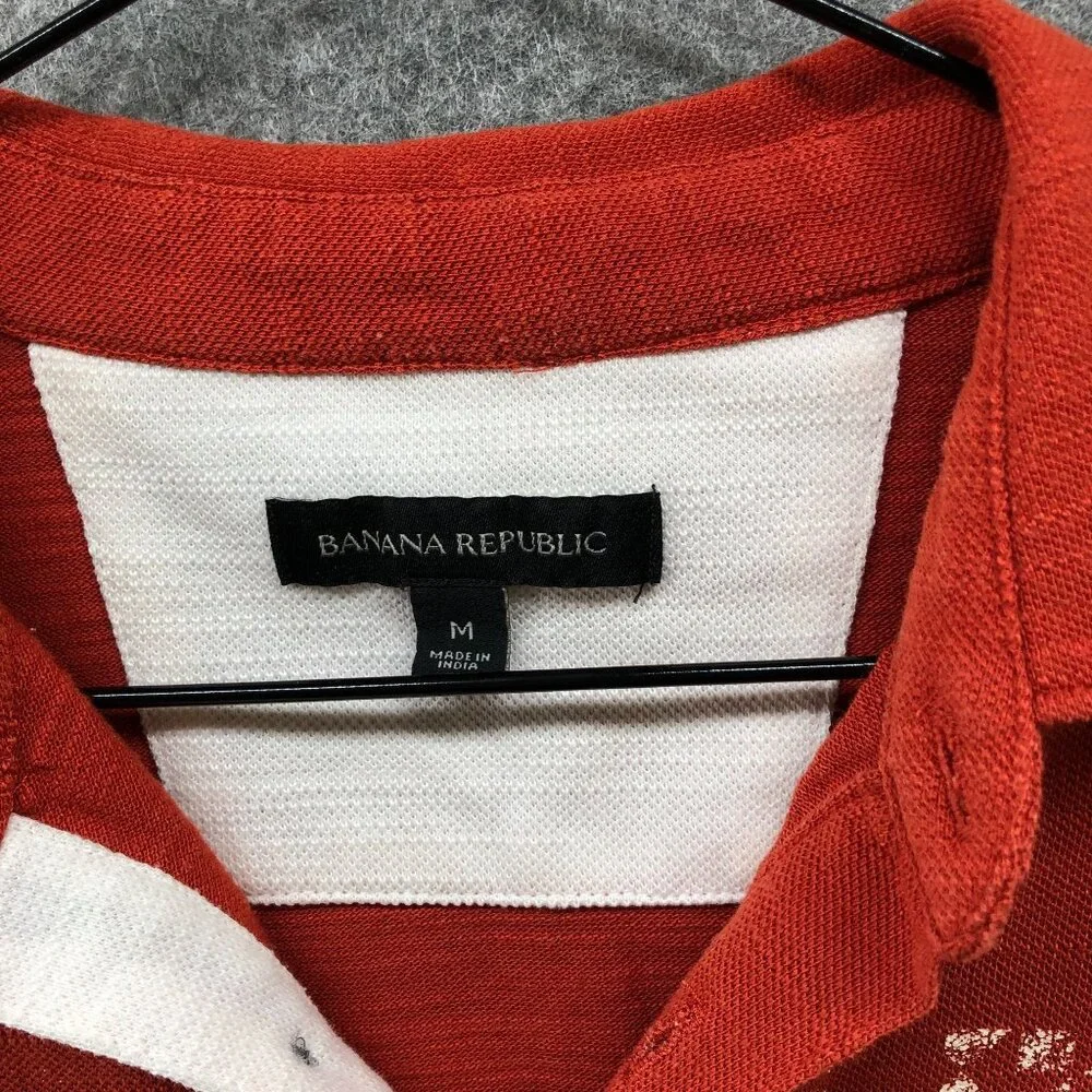 Banana Republic Polo Shirt Mens M Short Sleeve Printed Burnt‎ Orange Terracotta
